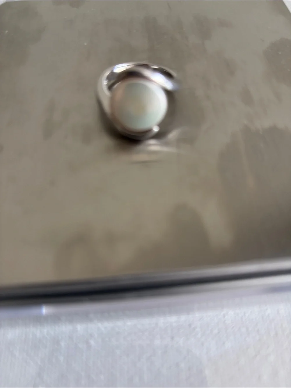 Sterling Silver Ring with Opal-Look White Stone - Women Jewelry - Picture 2 of 6